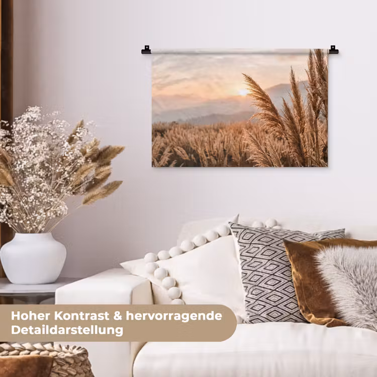 Gras - Veld - Zon - Natuur Wandkleed katoen klein -tsfeer1_DE