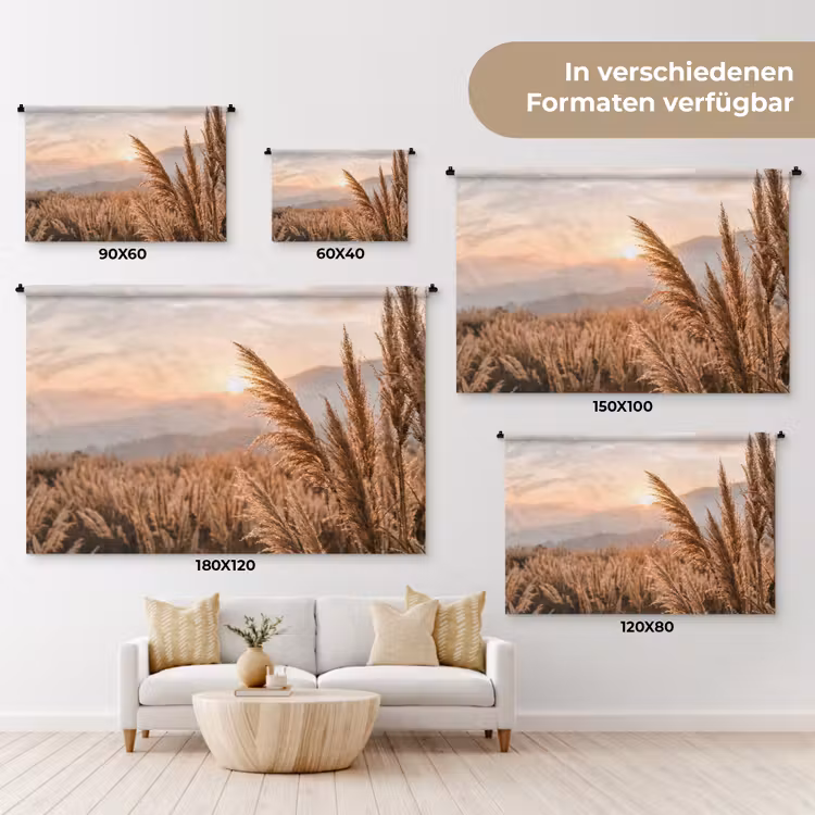 Gras - Veld - Zon - Natuur Wandkleed katoen klein -tsfeer8_DE