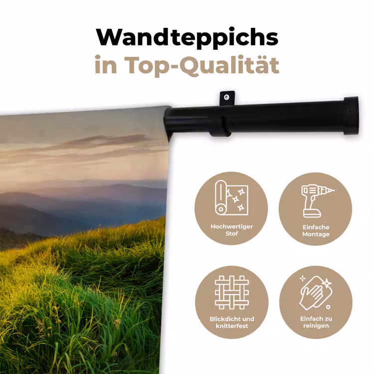 Gras - Heuvels - Zon - Natuur - Landschap Wandkleed katoen klein -tsfeer2_DE