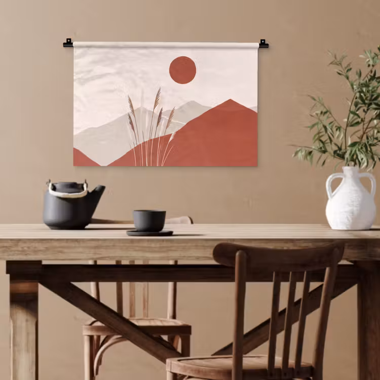 Gras - Landschap - Natuur - Abstract - Beige Wandkleed katoen klein -sfeer6