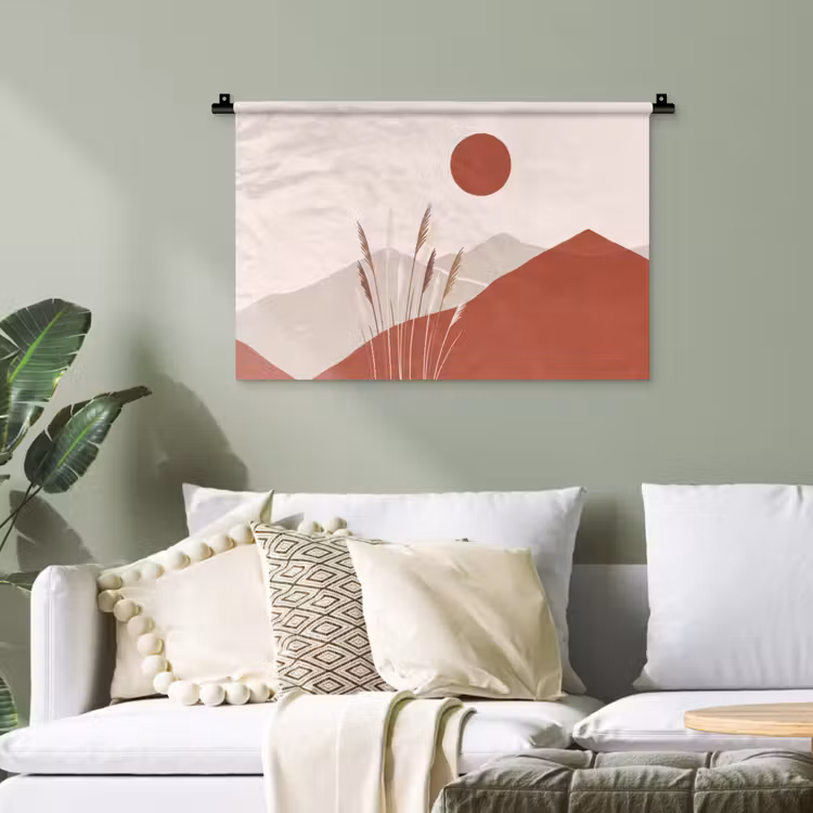 Gras - Landschap - Natuur - Abstract - Beige Wandkleed katoen klein -sfeer7