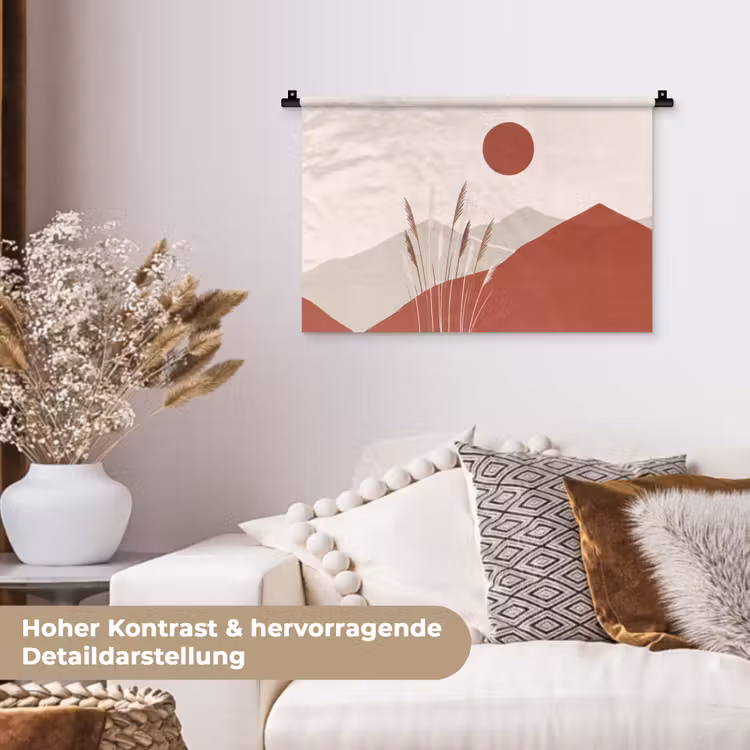 Gras - Landschap - Natuur - Abstract - Beige Wandkleed katoen klein -tsfeer1_DE