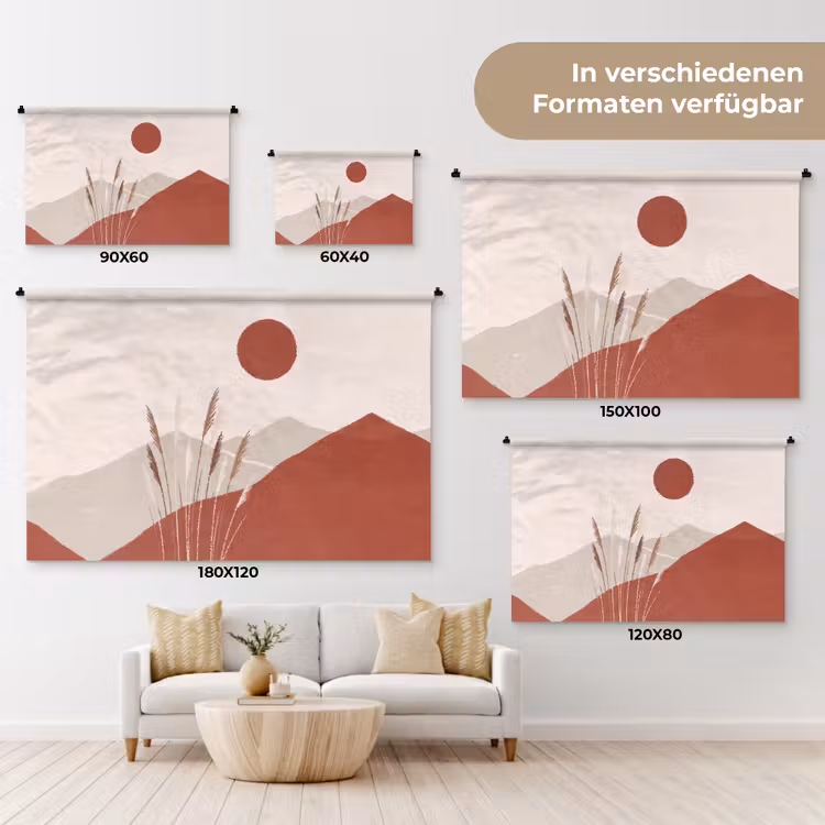 Gras - Landschap - Natuur - Abstract - Beige Wandkleed katoen klein -tsfeer8_DE