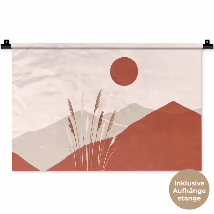 Gras - Landschap - Natuur - Abstract - Beige Wandkleed katoen klein -t3d_DE