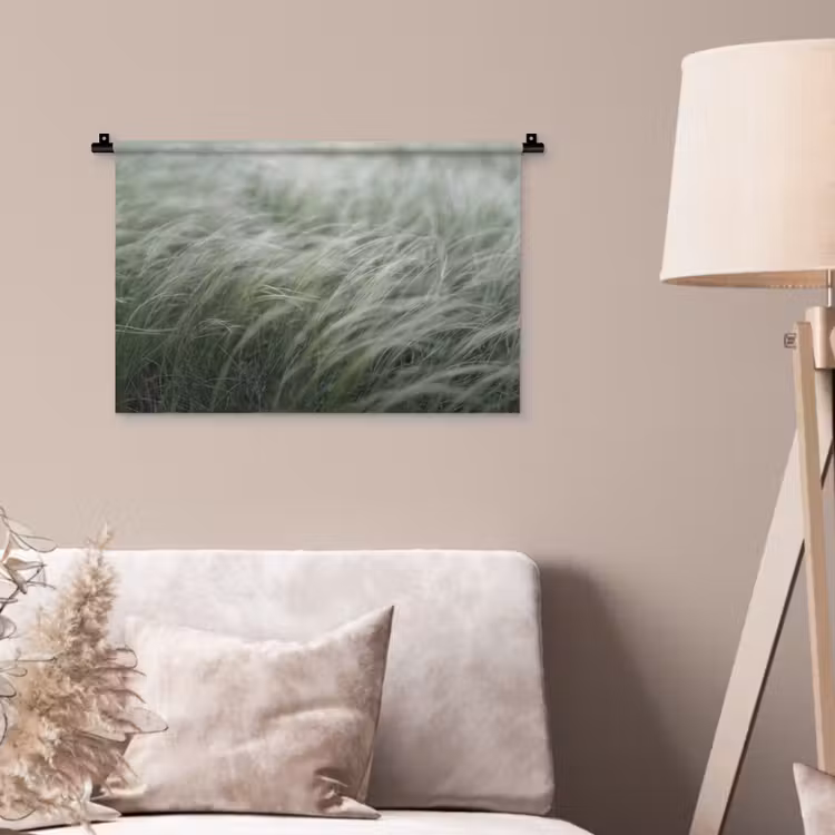 Gras - Wazig - Natuur - Groen - Zacht Wandkleed katoen klein -sfeer4