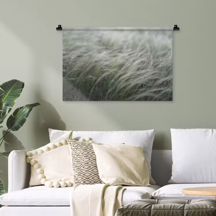 Gras - Wazig - Natuur - Groen - Zacht Wandkleed katoen klein -sfeer7