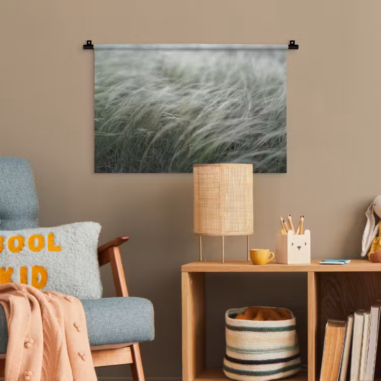 Gras - Wazig - Natuur - Groen - Zacht Wandkleed katoen klein -wsfeer4_kind