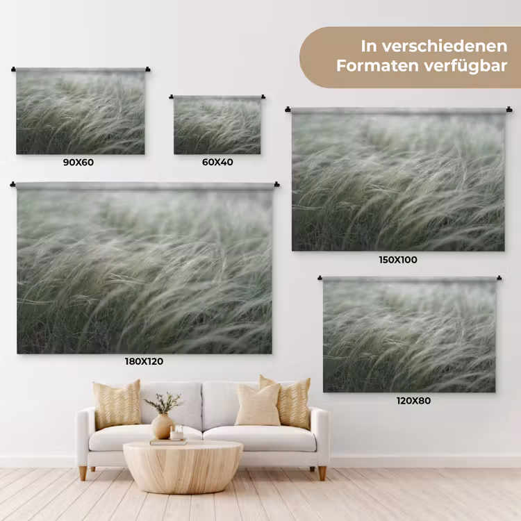 Gras - Wazig - Natuur - Groen - Zacht Wandkleed katoen klein -tsfeer8_DE