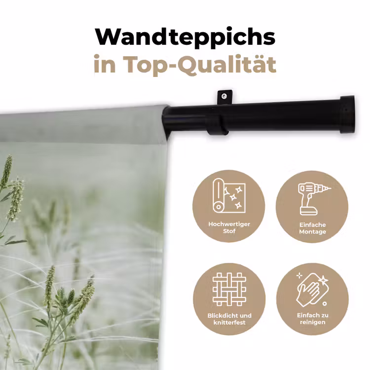 Grassen - Minimalistisch - Groen Wandkleed katoen klein -tsfeer2_DE