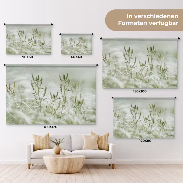 Grassen - Minimalistisch - Groen Wandkleed katoen klein -tsfeer8_DE