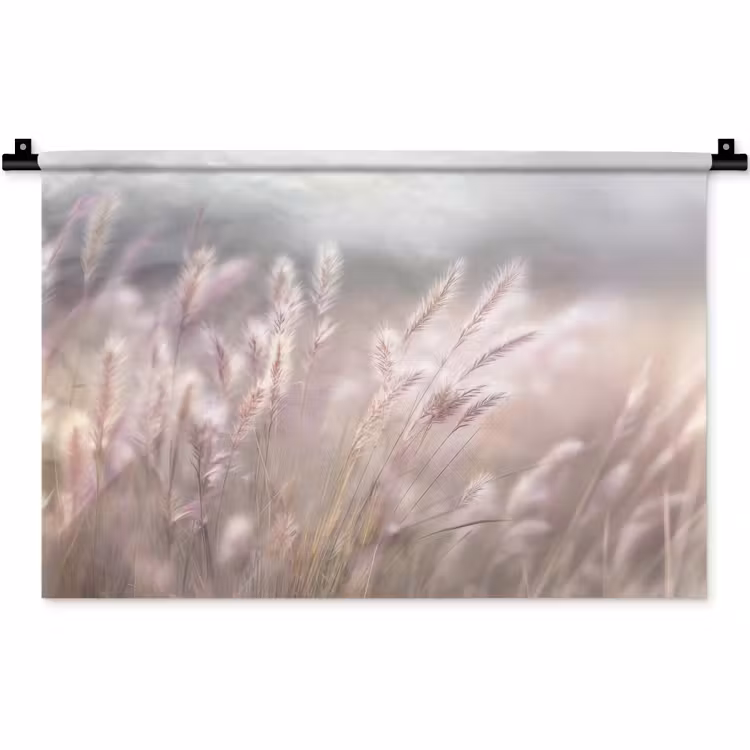 Graspluimen - Wind - Beige - Mistig Wandkleed katoen klein -zz3d