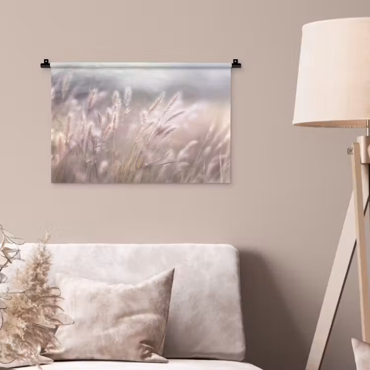 Graspluimen - Wind - Beige - Mistig Wandkleed katoen klein -sfeer4