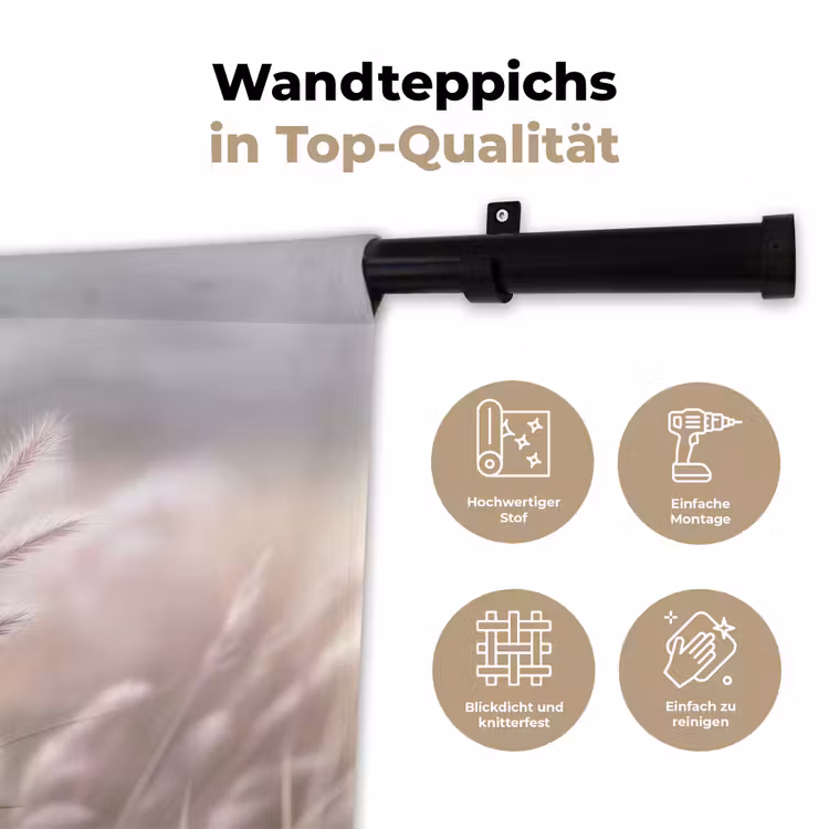 Graspluimen - Wind - Beige - Mistig Wandkleed katoen klein -tsfeer2_DE
