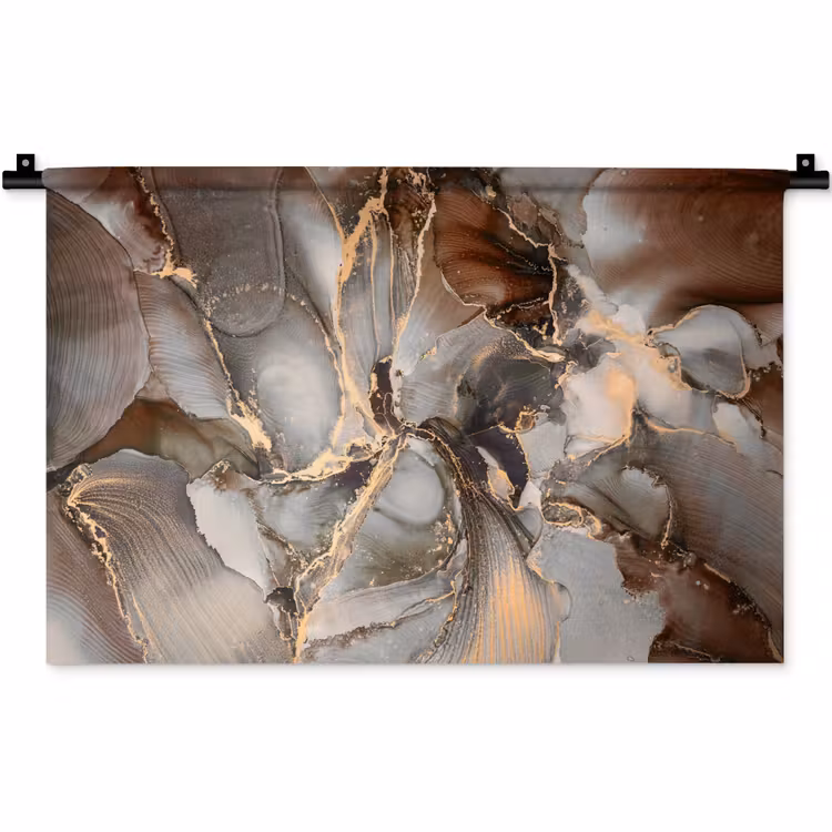 Grijs - Goud - Marmer - Marmerlook Wandkleed katoen klein -zz3d