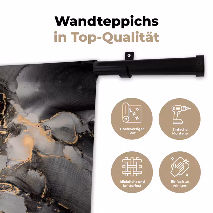 Grijs - Luxe - Goud - Marmer Wandkleed katoen klein -tsfeer2_DE