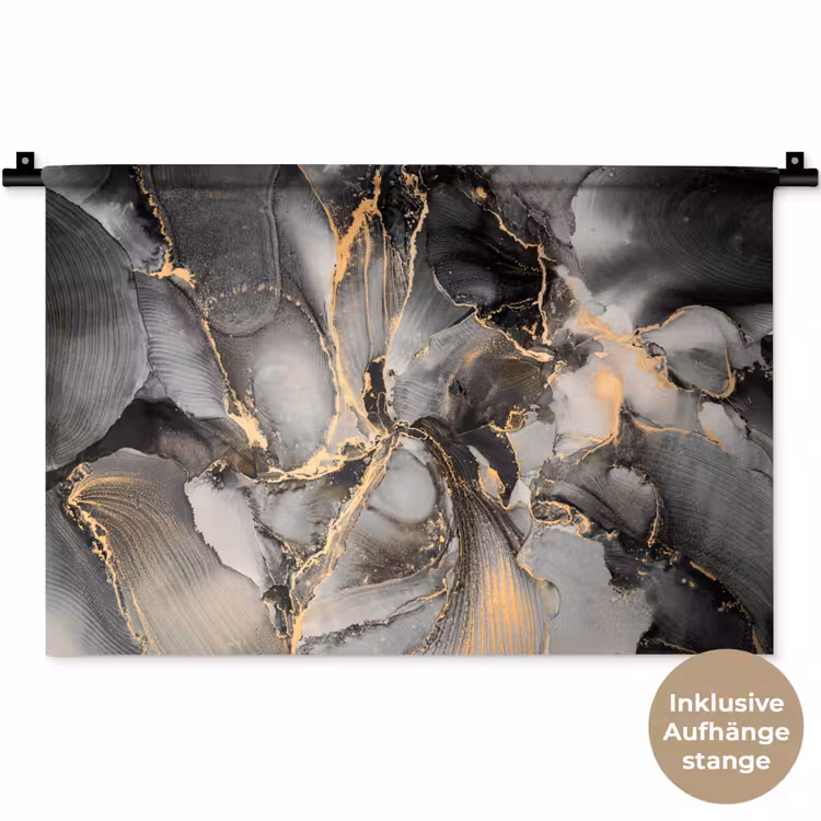 Grijs - Luxe - Goud - Marmer Wandkleed katoen klein -t3d_DE
