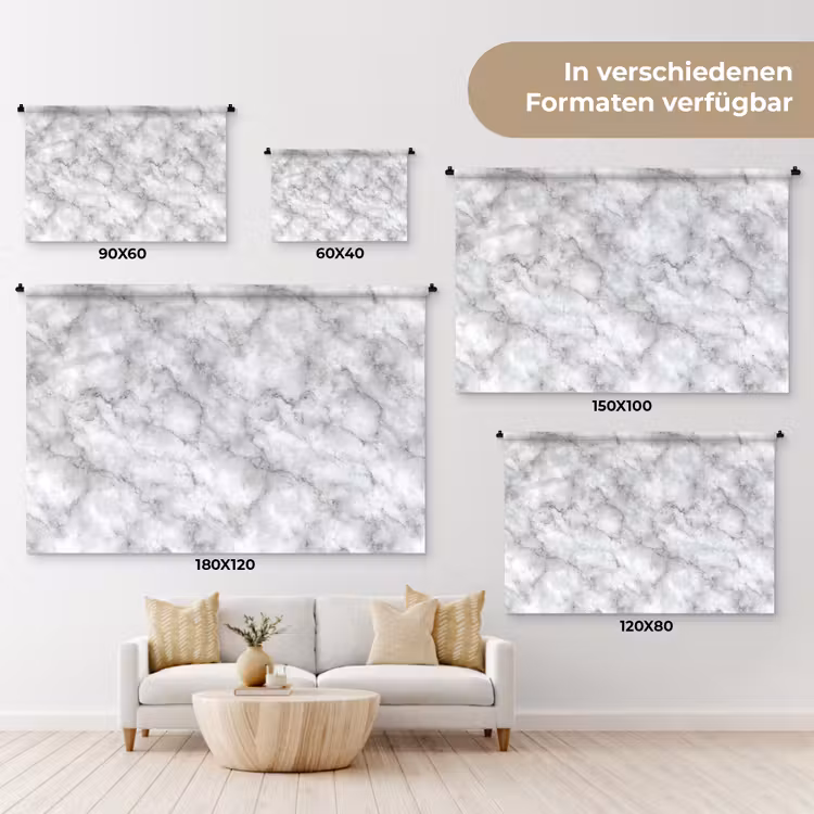 Grijs - Marmer - Klassiek - Aders Wandkleed katoen klein 269 -tsfeer8_DE