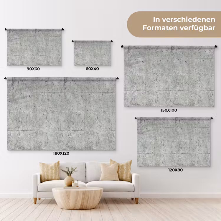 Grijs - Muur - Poriën Wandkleed katoen klein 269 -tsfeer8_DE