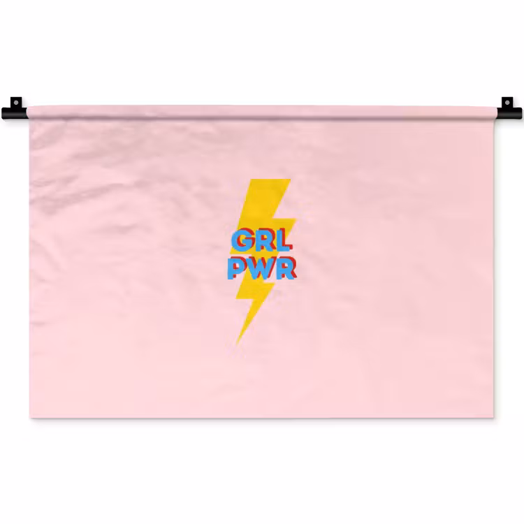 Grl pwr - Bliksem - Roze Wandkleed katoen klein -zz3d