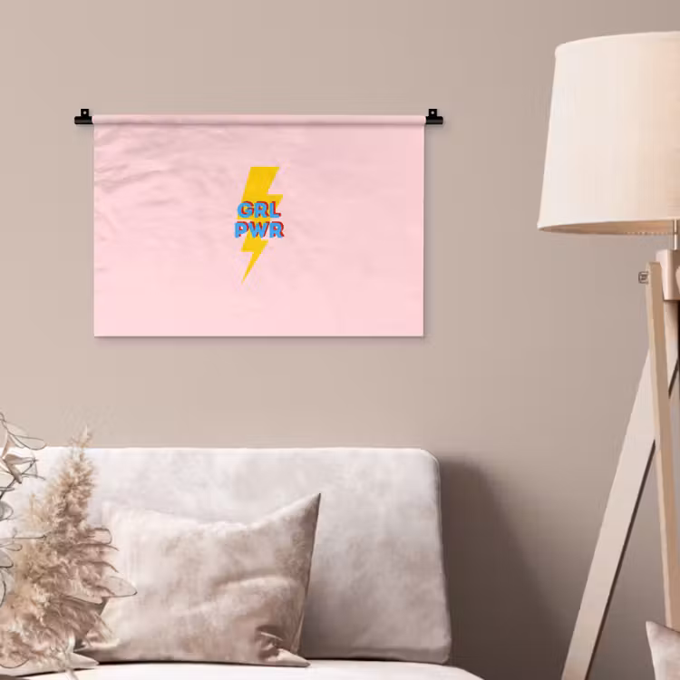 Grl pwr - Bliksem - Roze Wandkleed katoen klein -sfeer4