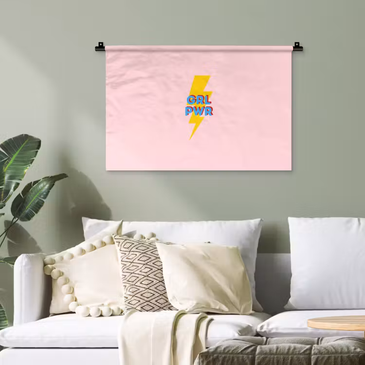 Grl pwr - Bliksem - Roze Wandkleed katoen klein -sfeer7