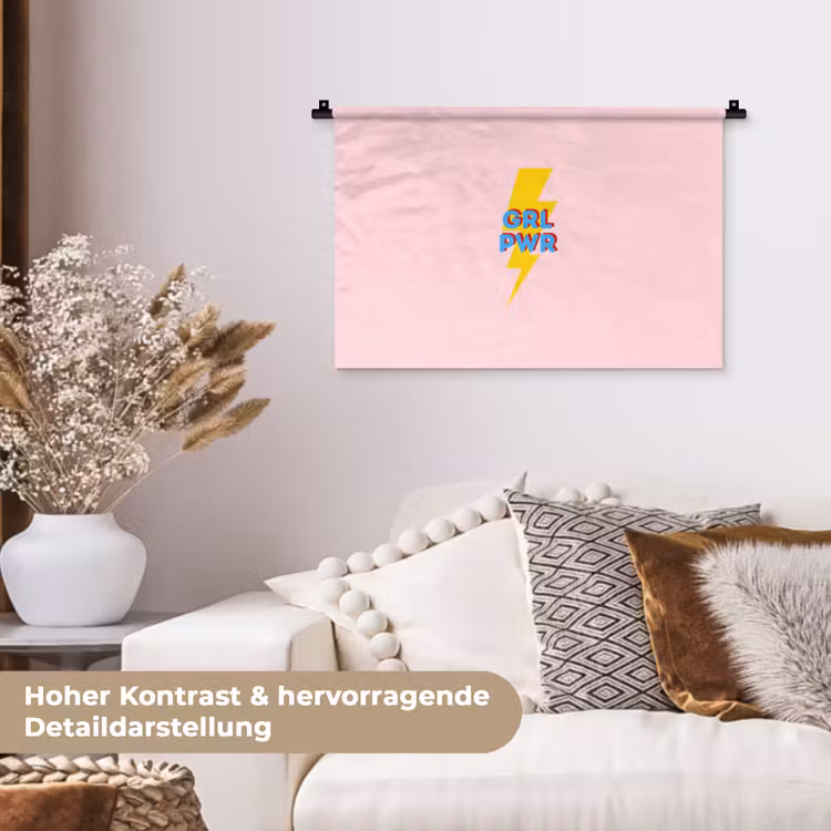 Grl pwr - Bliksem - Roze Wandkleed katoen klein -tsfeer1_DE