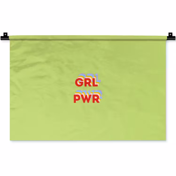 Grl pwr - Groen - Rood - 3D Wandkleed katoen klein -zz3d