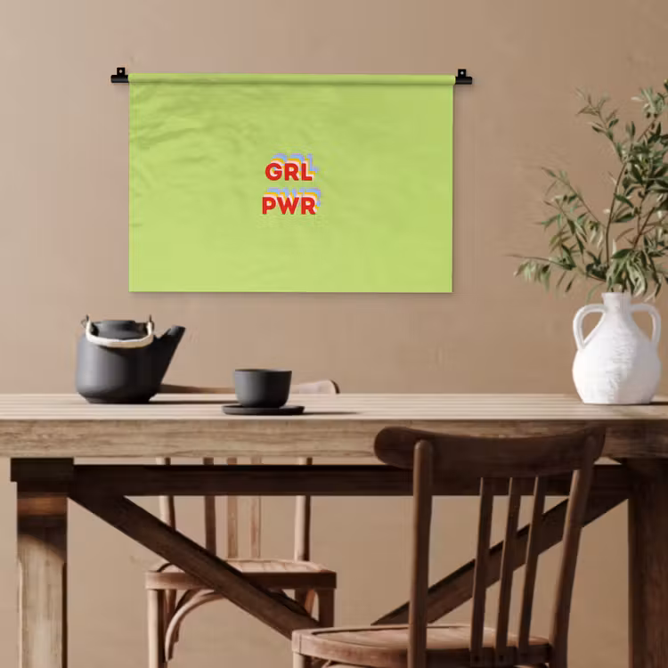 Grl pwr - Groen - Rood - 3D Wandkleed katoen klein -sfeer6