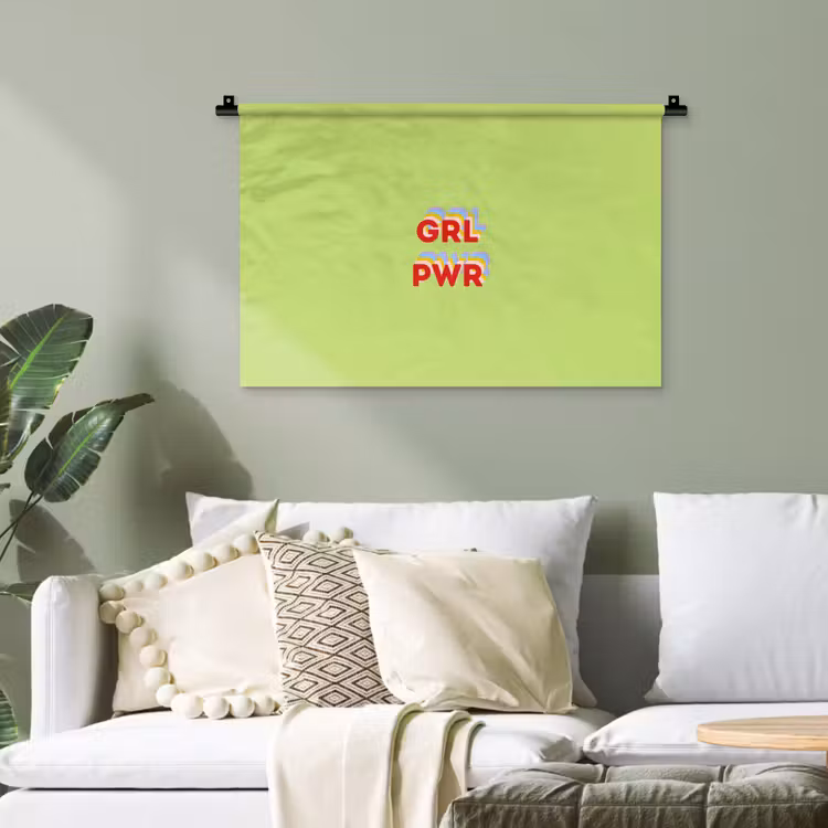 Grl pwr - Groen - Rood - 3D Wandkleed katoen klein -sfeer7