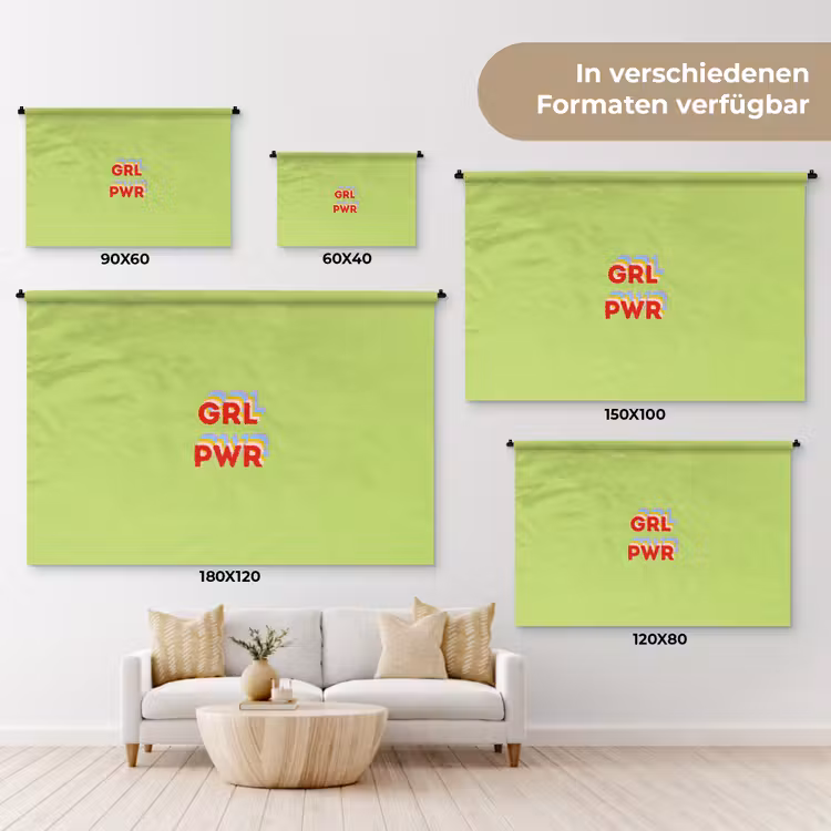 Grl pwr - Groen - Rood - 3D Wandkleed katoen klein -tsfeer8_DE