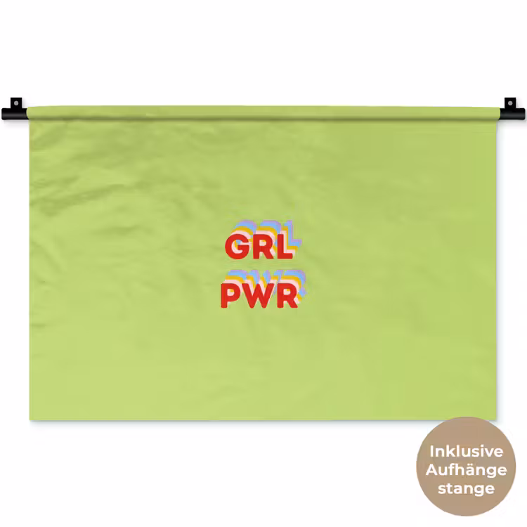 Grl pwr - Groen - Rood - 3D Wandkleed katoen klein -t3d_DE