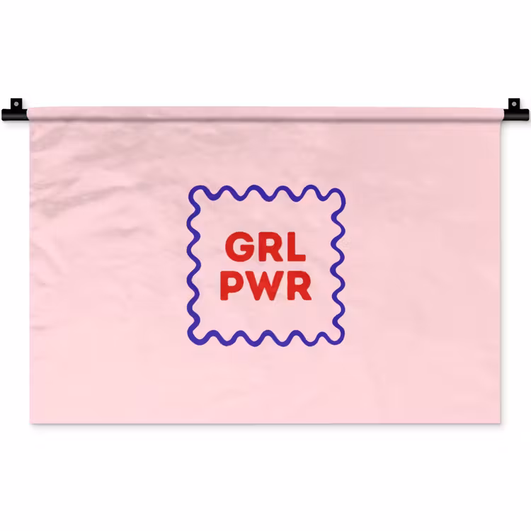 Grl pwr - Roze - Kader Wandkleed katoen klein -zz3d