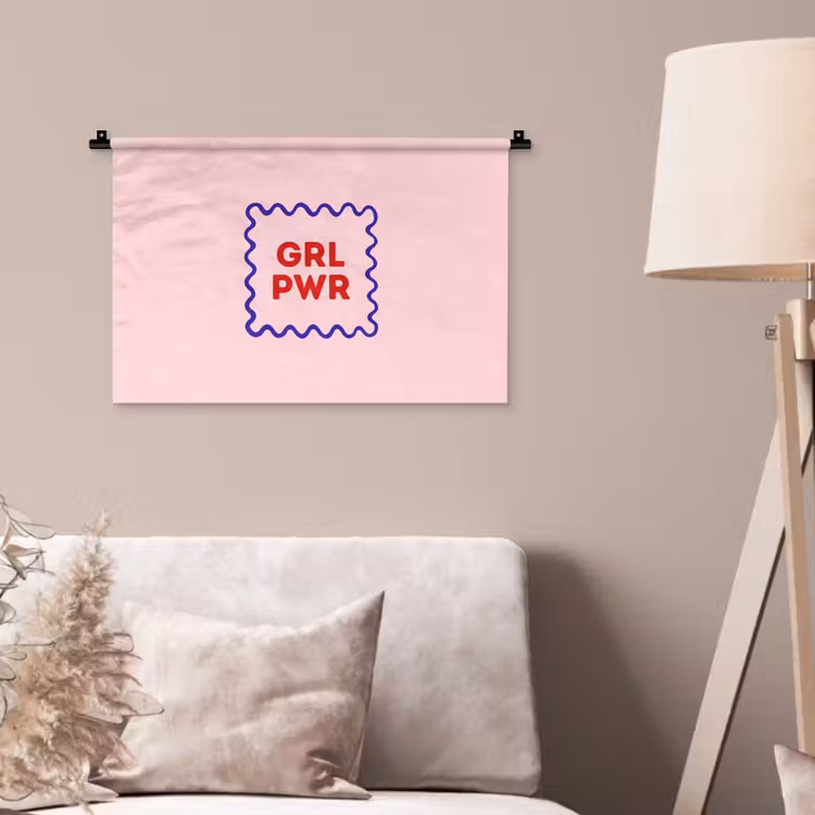 Grl pwr - Roze - Kader Wandkleed katoen klein -sfeer4