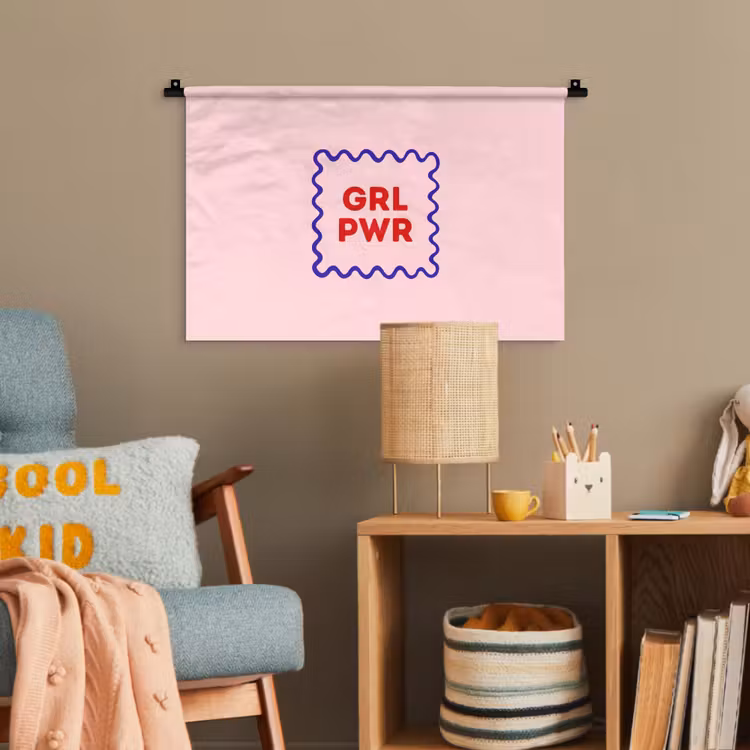 Grl pwr - Roze - Kader Wandkleed katoen klein -wsfeer4_kind