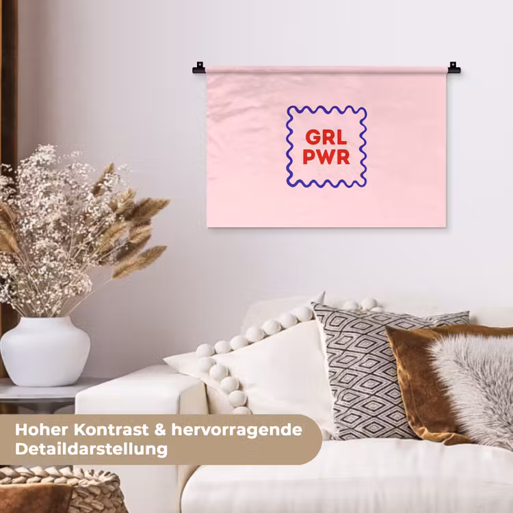 Grl pwr - Roze - Kader Wandkleed katoen klein -tsfeer1_DE