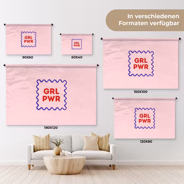 Grl pwr - Roze - Kader Wandkleed katoen klein -tsfeer8_DE