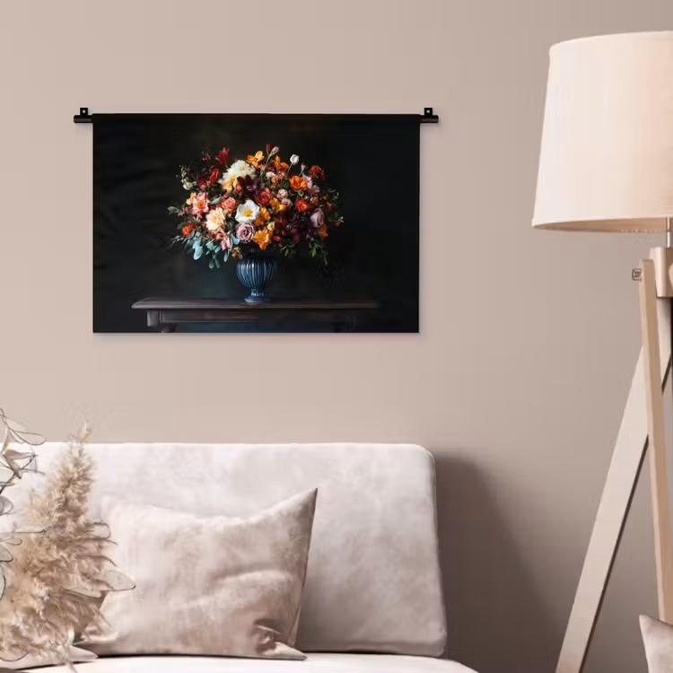 Groot - Bloemen - Vaas - Boeket Wandkleed katoen klein -sfeer4