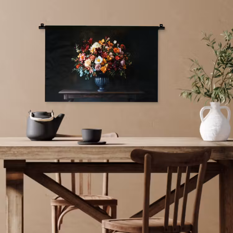 Groot - Bloemen - Vaas - Boeket Wandkleed katoen klein -sfeer6