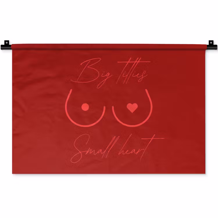 Big titties small heart - Rood - Hart Wandkleed katoen klein -zz3d