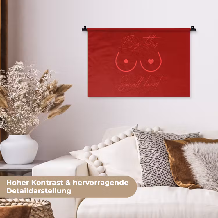 Big titties small heart - Rood - Hart Wandkleed katoen klein -tsfeer1_DE