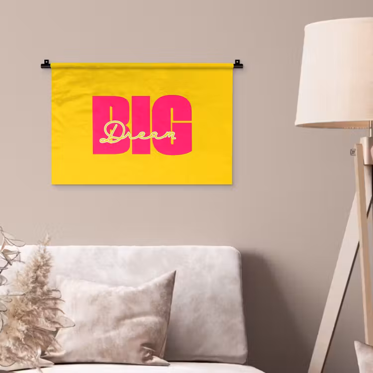 Dream big - Geel - Roze Wandkleed katoen klein -sfeer4