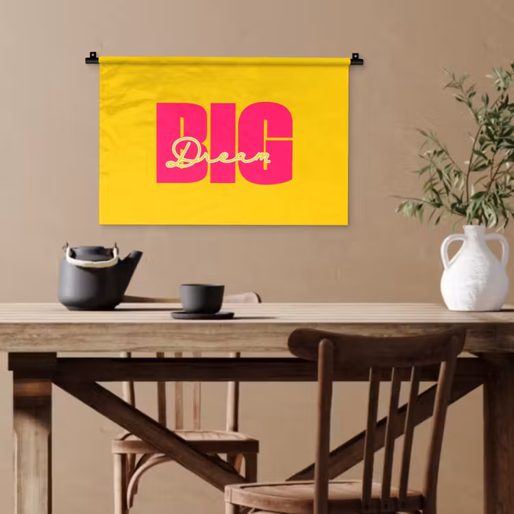 Dream big - Geel - Roze Wandkleed katoen klein -sfeer6