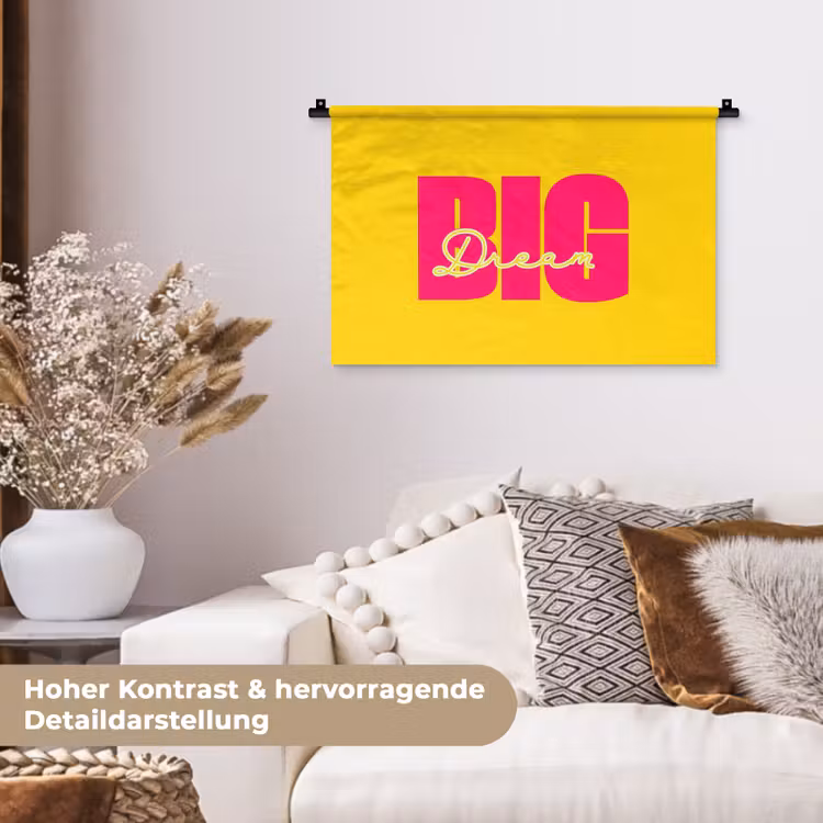 Dream big - Geel - Roze Wandkleed katoen klein -tsfeer1_DE