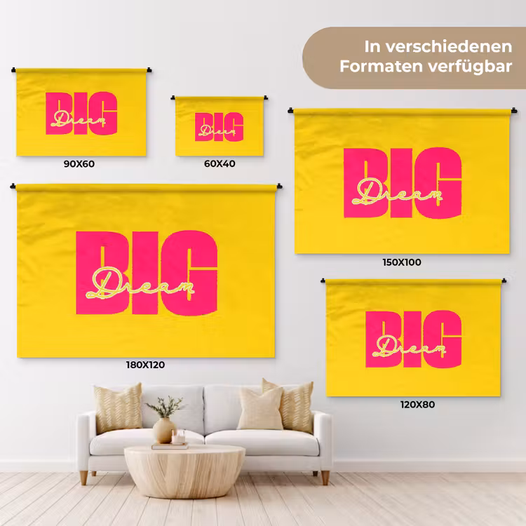 Dream big - Geel - Roze Wandkleed katoen klein -tsfeer8_DE