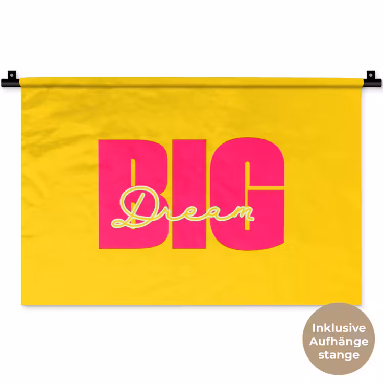 Dream big - Geel - Roze Wandkleed katoen klein -t3d_DE