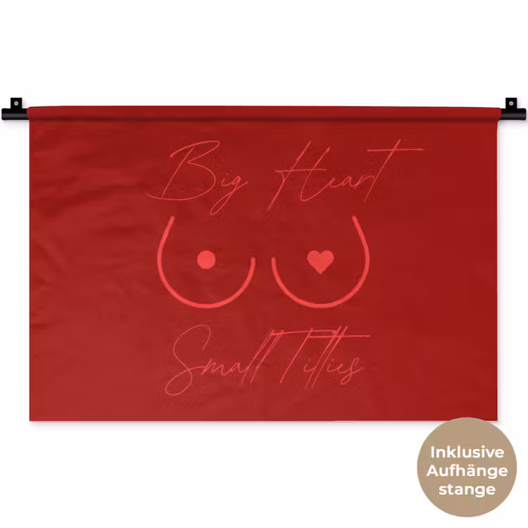 big heart small titties - Hart - Rood Wandkleed katoen klein -t3d_DE