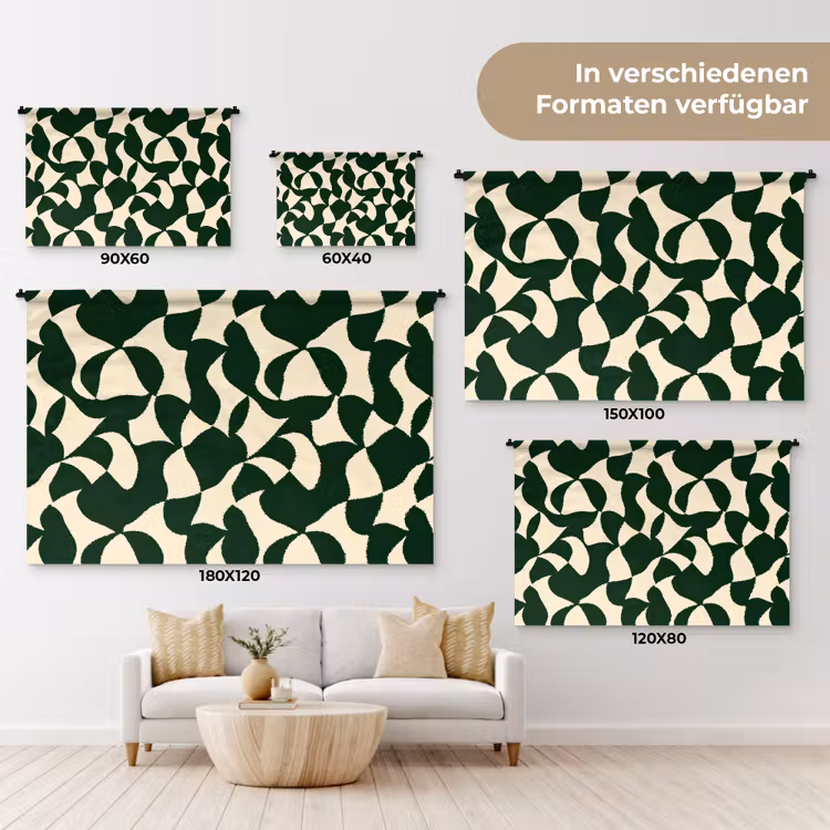 Groen - Organische vlakken - Crème Wandkleed katoen klein 269 -tsfeer8_DE