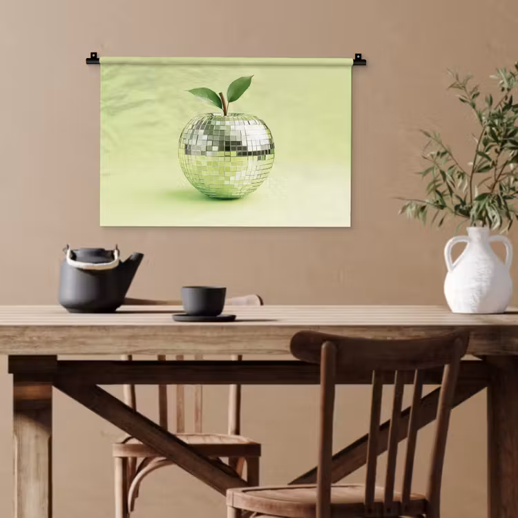 Groen - Disco - Decoratie - Appel Wandkleed katoen klein -sfeer6