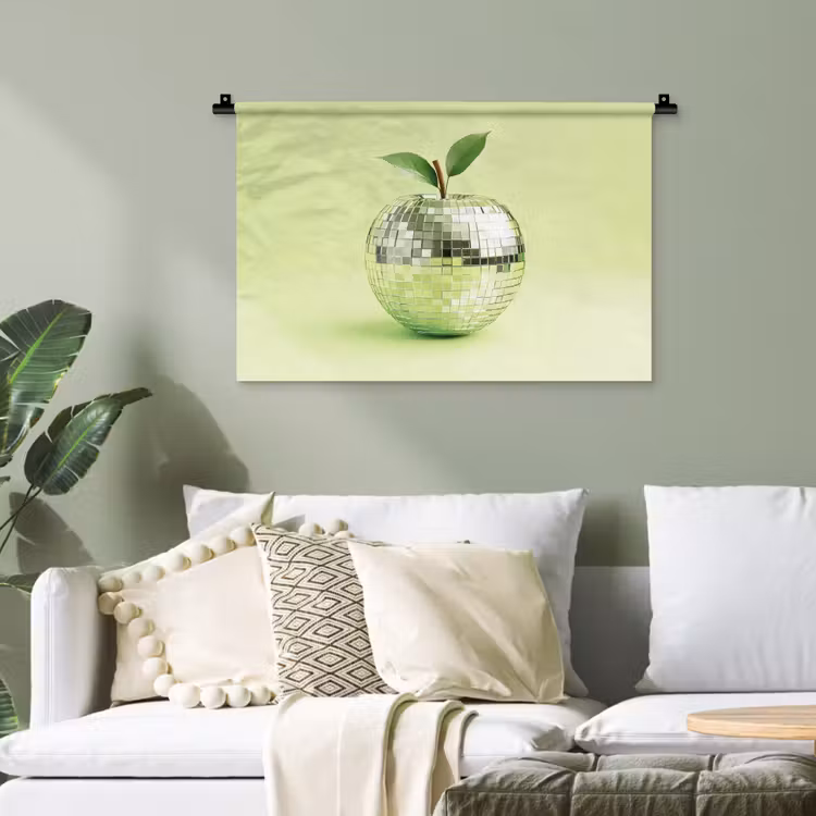 Groen - Disco - Decoratie - Appel Wandkleed katoen klein -sfeer7