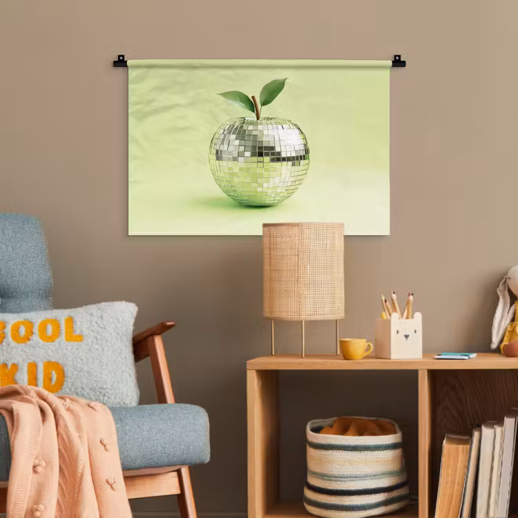 Groen - Disco - Decoratie - Appel Wandkleed katoen klein -wsfeer4_kind